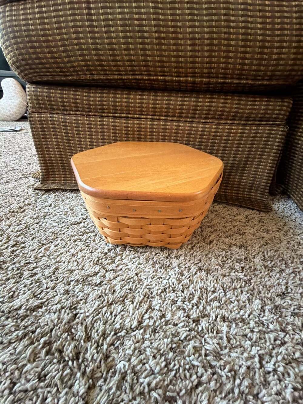 Longaberger Generations Handwoven Hexagon Wooden Basket with Lid